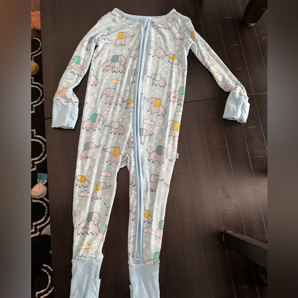 Little Sleepies Blue Elephant Snuggles 12-18 months Zippie